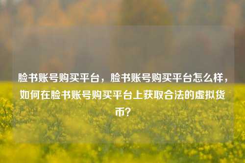 脸书账号购买平台，脸书账号购买平台怎么样，如何在脸书账号购买平台上获取合法的虚拟货币？