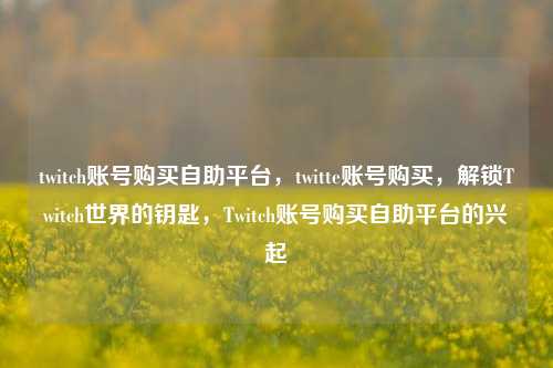 twitch账号购买自助平台	，twitte账号购买，解锁Twitch世界的钥匙，Twitch账号购买自助平台的兴起  第1张