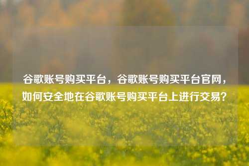 谷歌账号购买平台，谷歌账号购买平台官网，如何安全地在谷歌账号购买平台上进行交易？