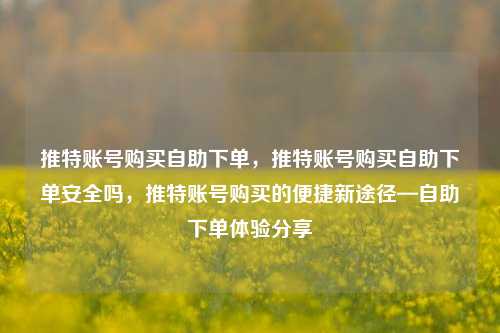 推特账号购买自助下单，推特账号购买自助下单安全吗，推特账号购买的便捷新途径—自助下单体验分享