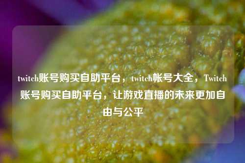 twitch账号购买自助平台，twitch帐号大全，Twitch账号购买自助平台，让游戏直播的未来更加自由与公平