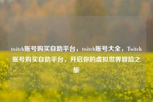 twitch账号购买自助平台，twitch账号大全，Twitch账号购买自助平台，开启你的虚拟世界冒险之旅