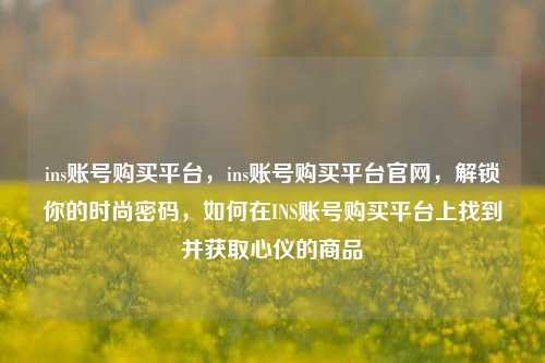 ins账号购买平台，ins账号购买平台官网，解锁你的时尚密码，如何在INS账号购买平台上找到并获取心仪的商品
