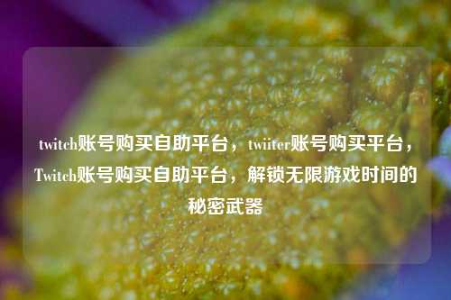 twitch账号购买自助平台，twiiter账号购买平台，Twitch账号购买自助平台，解锁无限游戏时间的秘密武器