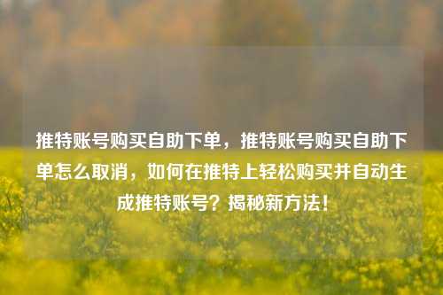 推特账号购买自助下单，推特账号购买自助下单怎么取消，如何在推特上轻松购买并自动生成推特账号？揭秘新方法！