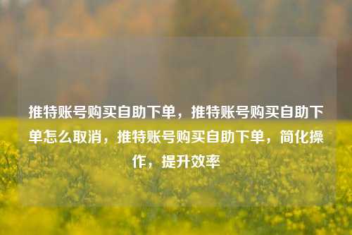 推特账号购买自助下单，推特账号购买自助下单怎么取消，推特账号购买自助下单，简化操作，提升效率