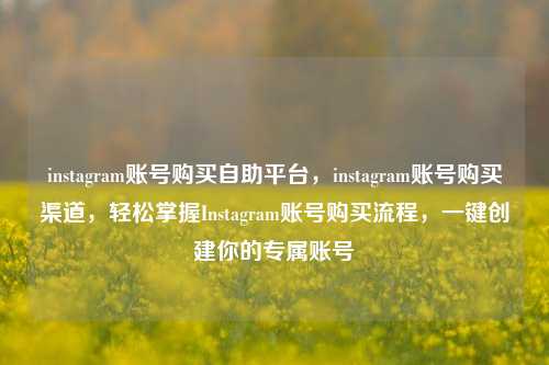 instagram账号购买自助平台，instagram账号购买渠道	，轻松掌握Instagram账号购买流程，一键创建你的专属账号  第1张