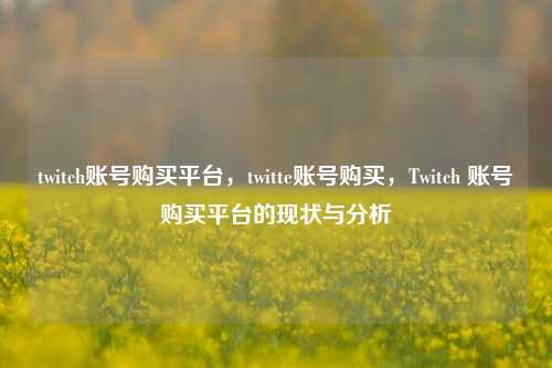 twitch账号购买平台，twitte账号购买，Twitch 账号购买平台的现状与分析  第1张