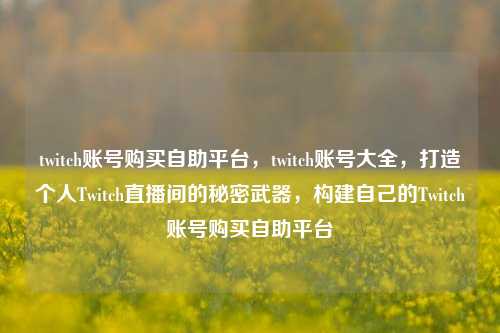 twitch账号购买自助平台，twitch账号大全，打造个人Twitch直播间的秘密武器，构建自己的Twitch账号购买自助平台