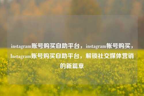 instagram账号购买自助平台，instagram帐号购买，Instagram账号购买自助平台，解锁社交媒体营销的新篇章  第1张