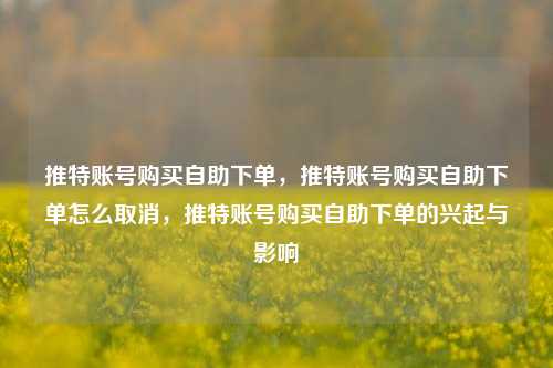 推特账号购买自助下单，推特账号购买自助下单怎么取消，推特账号购买自助下单的兴起与影响