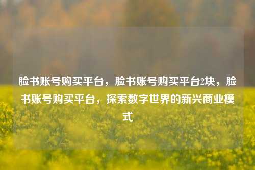 脸书账号购买平台，脸书账号购买平台2块，脸书账号购买平台，探索数字世界的新兴商业模式