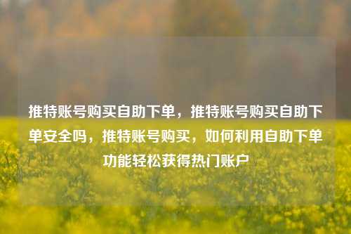 推特账号购买自助下单，推特账号购买自助下单安全吗，推特账号购买，如何利用自助下单功能轻松获得热门账户