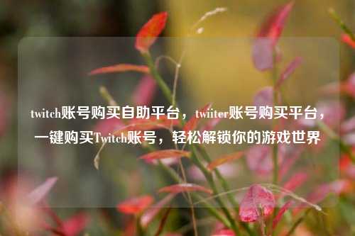 twitch账号购买自助平台，twiiter账号购买平台，一键购买Twitch账号，轻松解锁你的游戏世界