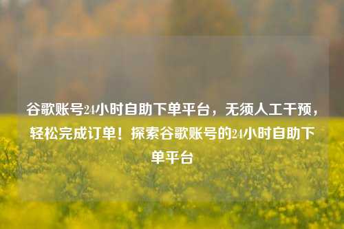 谷歌账号24小时自助下单平台，无须人工干预，轻松完成订单！探索谷歌账号的24小时自助下单平台  第1张