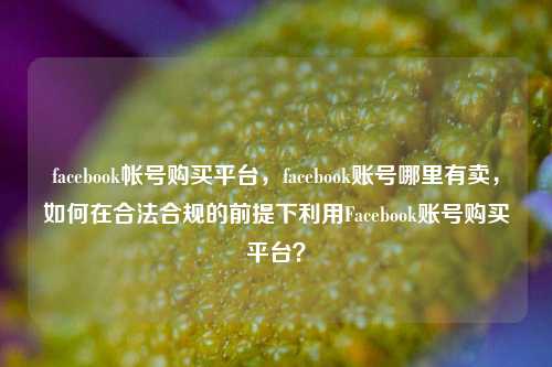 facebook帐号购买平台，facebook账号哪里有卖，如何在合法合规的前提下利用Facebook账号购买平台？