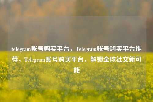 telegram账号购买平台，Telegram账号购买平台推荐，Telegram账号购买平台，解锁全球社交新可能